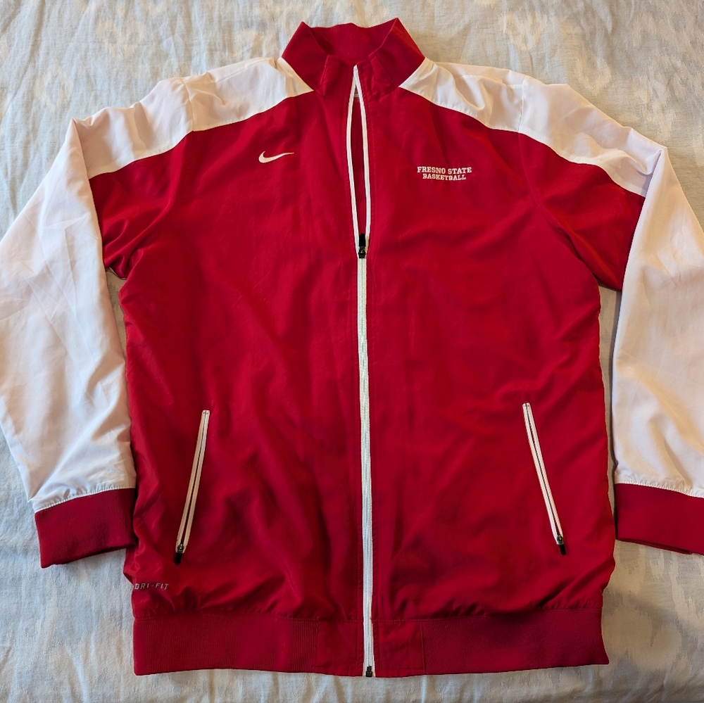 Nike Red and White Fresno State Basketball Warm-up Jacket